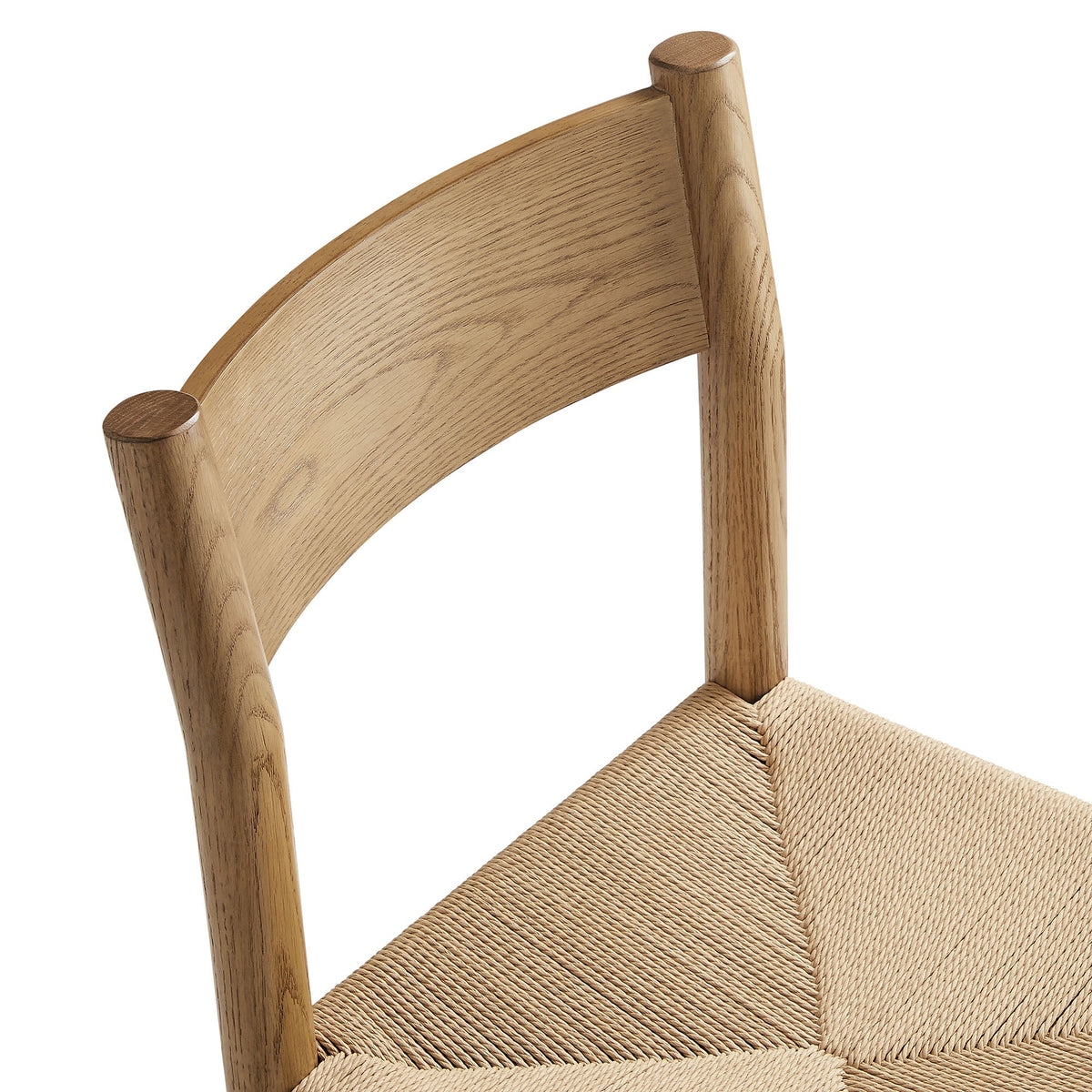 Alvia Oak Wood Dining Side Chair With Woven Seat