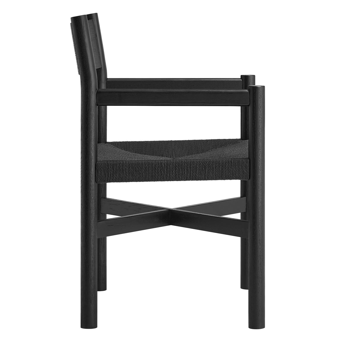 Alvia Oak Wood Dining Armchairs With Woven Seats Set of 2