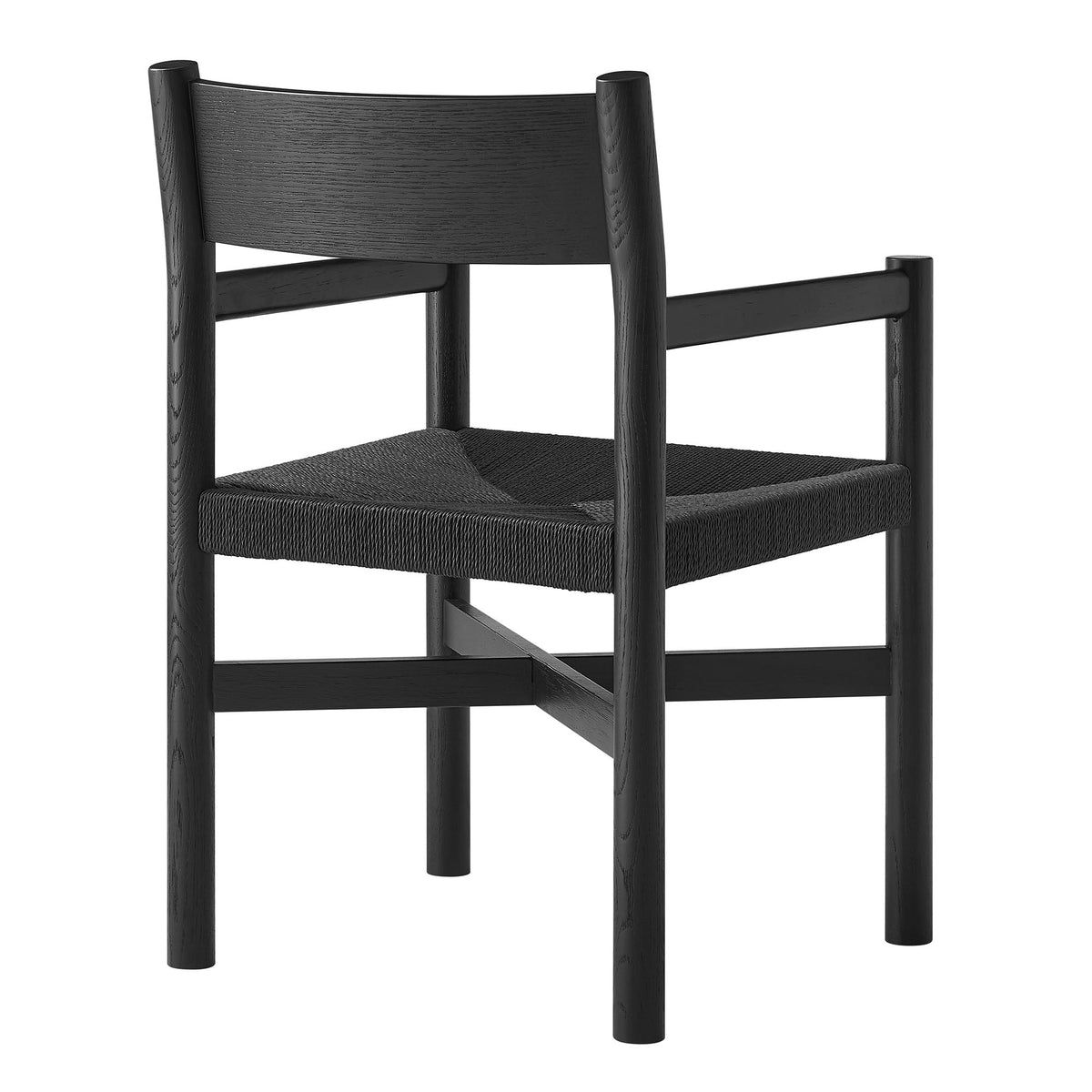 Alvia Oak Wood Dining Armchairs With Woven Seats Set of 2
