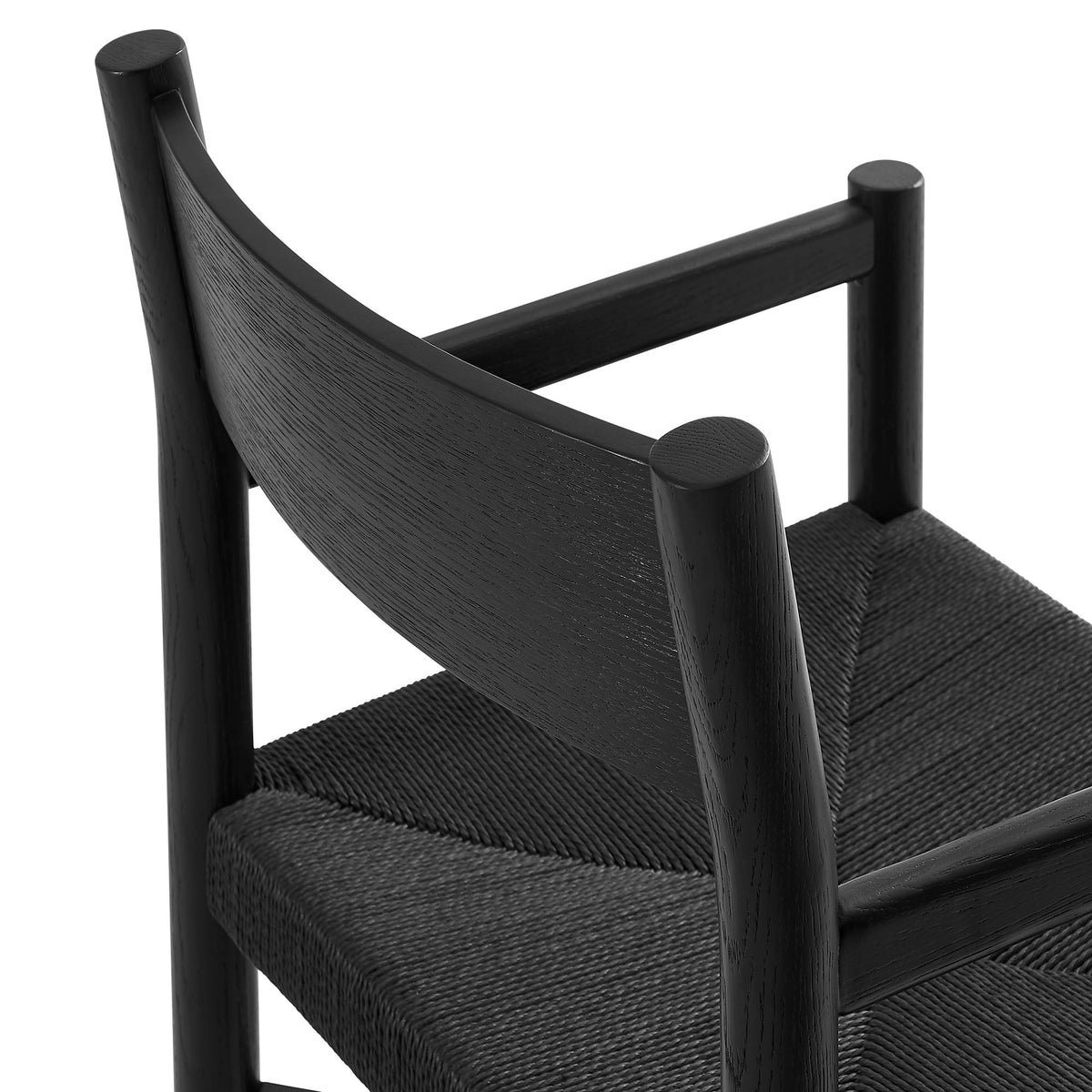 Alvia Oak Wood Dining Armchairs With Woven Seats Set of 2