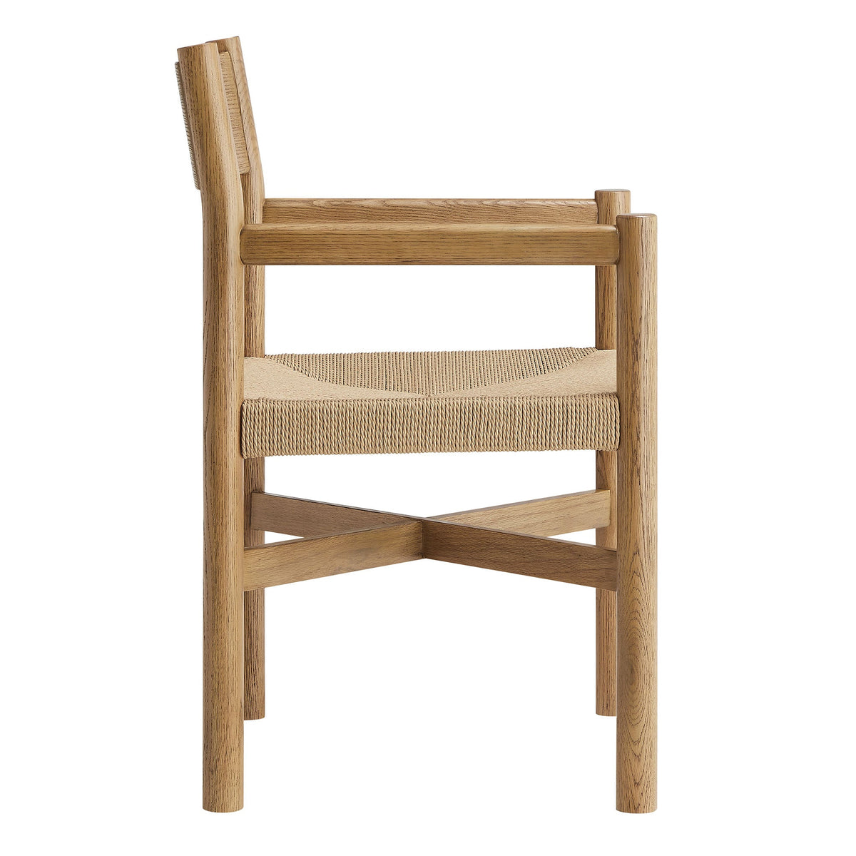 Alvia Oak Wood Dining Armchairs With Woven Seats Set of 2