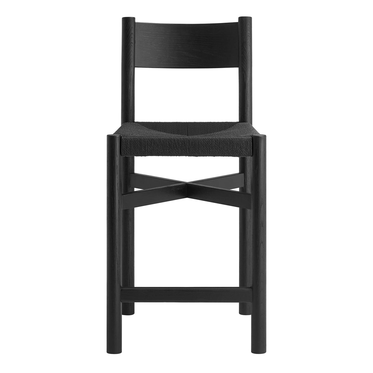 Alvia Oak Wood Counter Stools With Woven Seats Set of 2