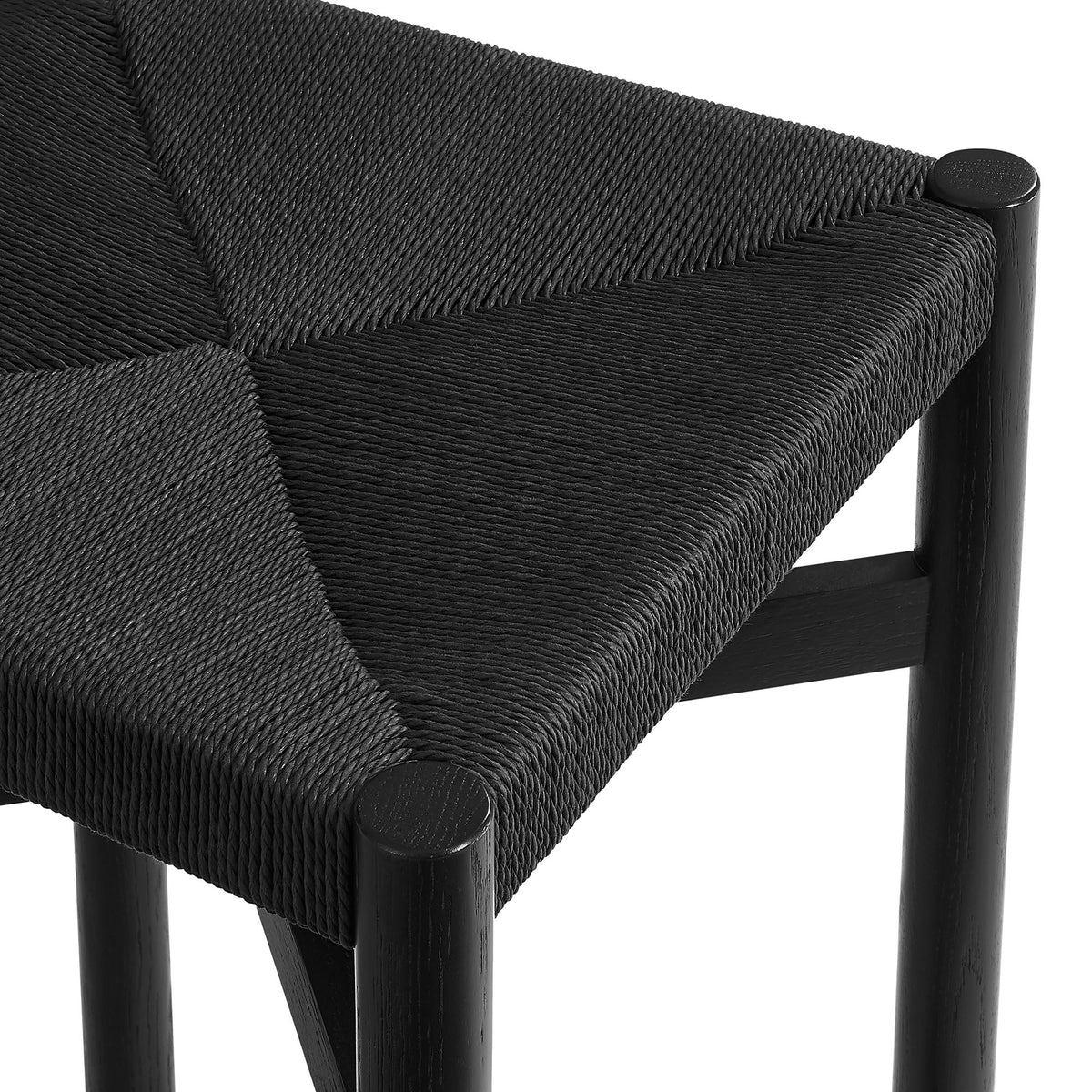 Alvia Oak Wood Counter Stools With Woven Seats Set of 2