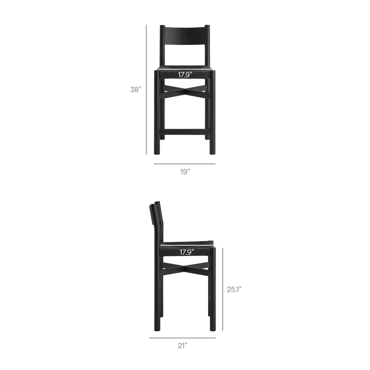 Alvia Oak Wood Counter Stools With Woven Seats Set of 2