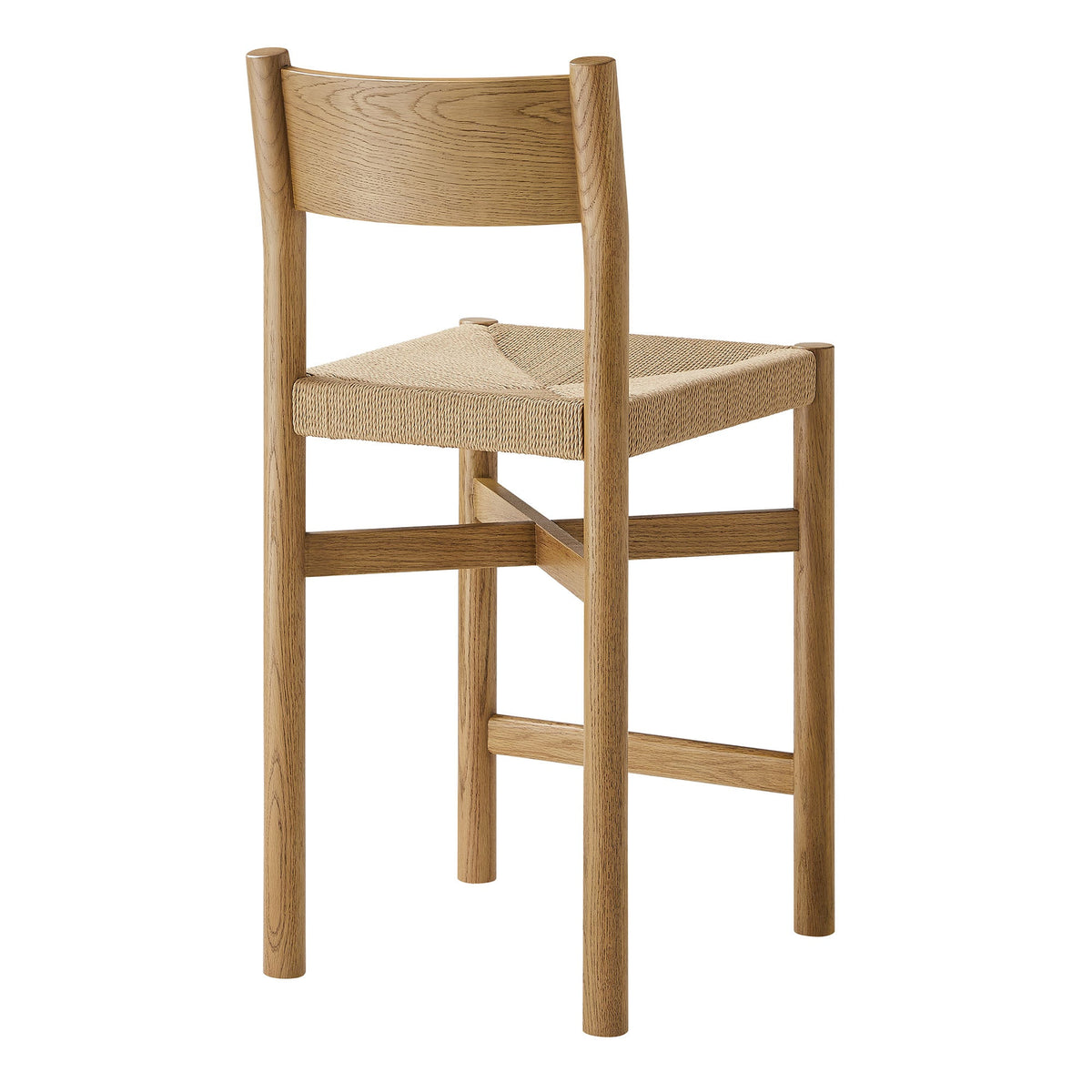 Alvia Oak Wood Counter Stools With Woven Seats Set of 2