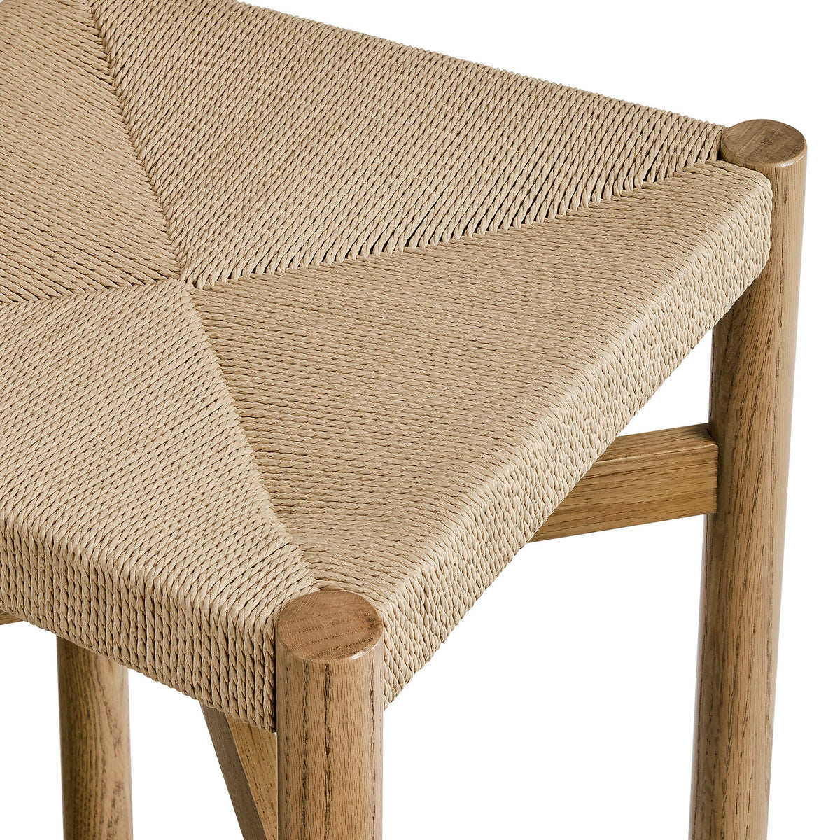 Alvia Oak Wood Counter Stools With Woven Seats Set of 2