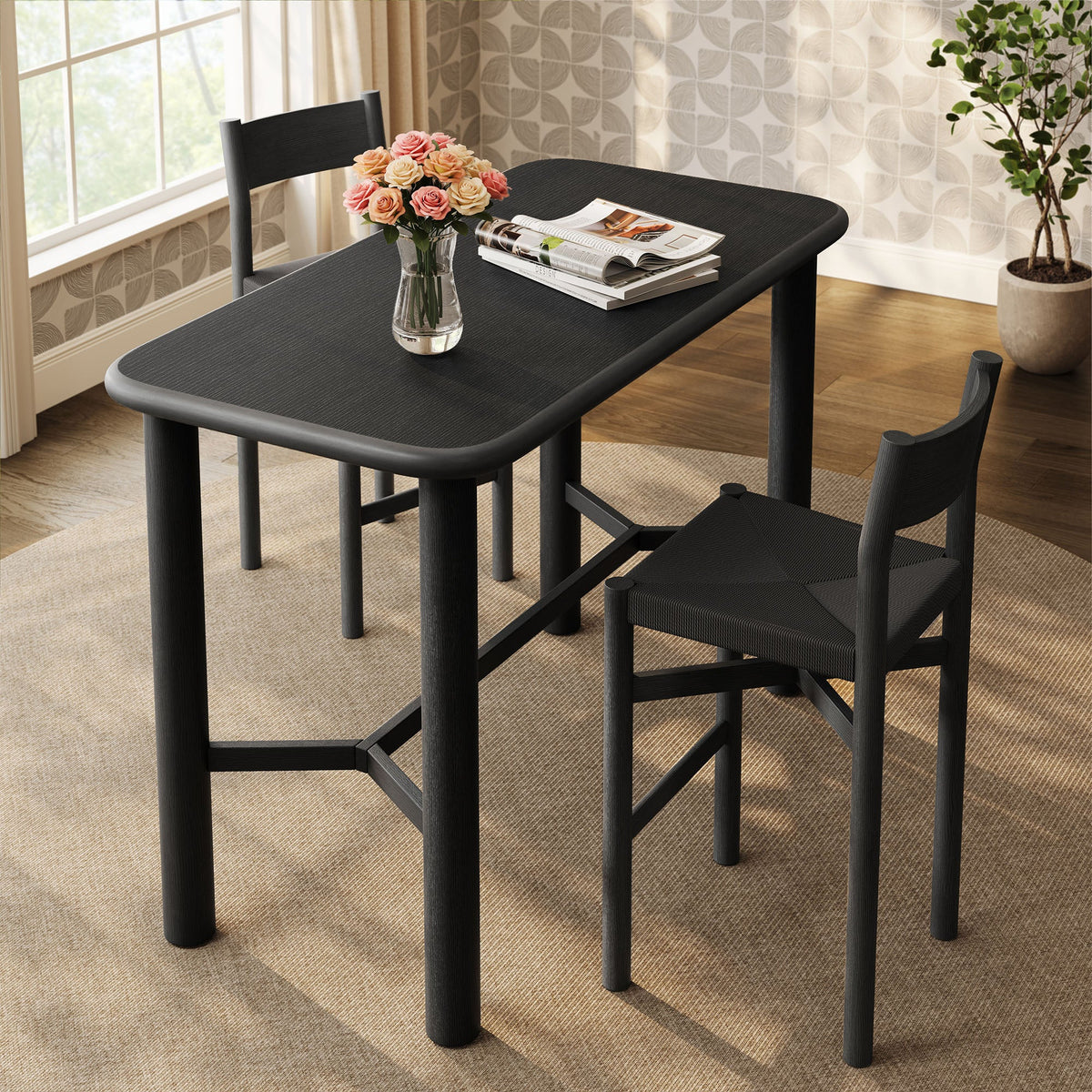 Alvia Rectangular 60" Oak Wood Bar Table