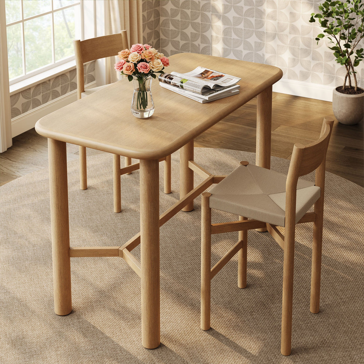 Alvia Rectangular 60" Oak Wood Bar Table