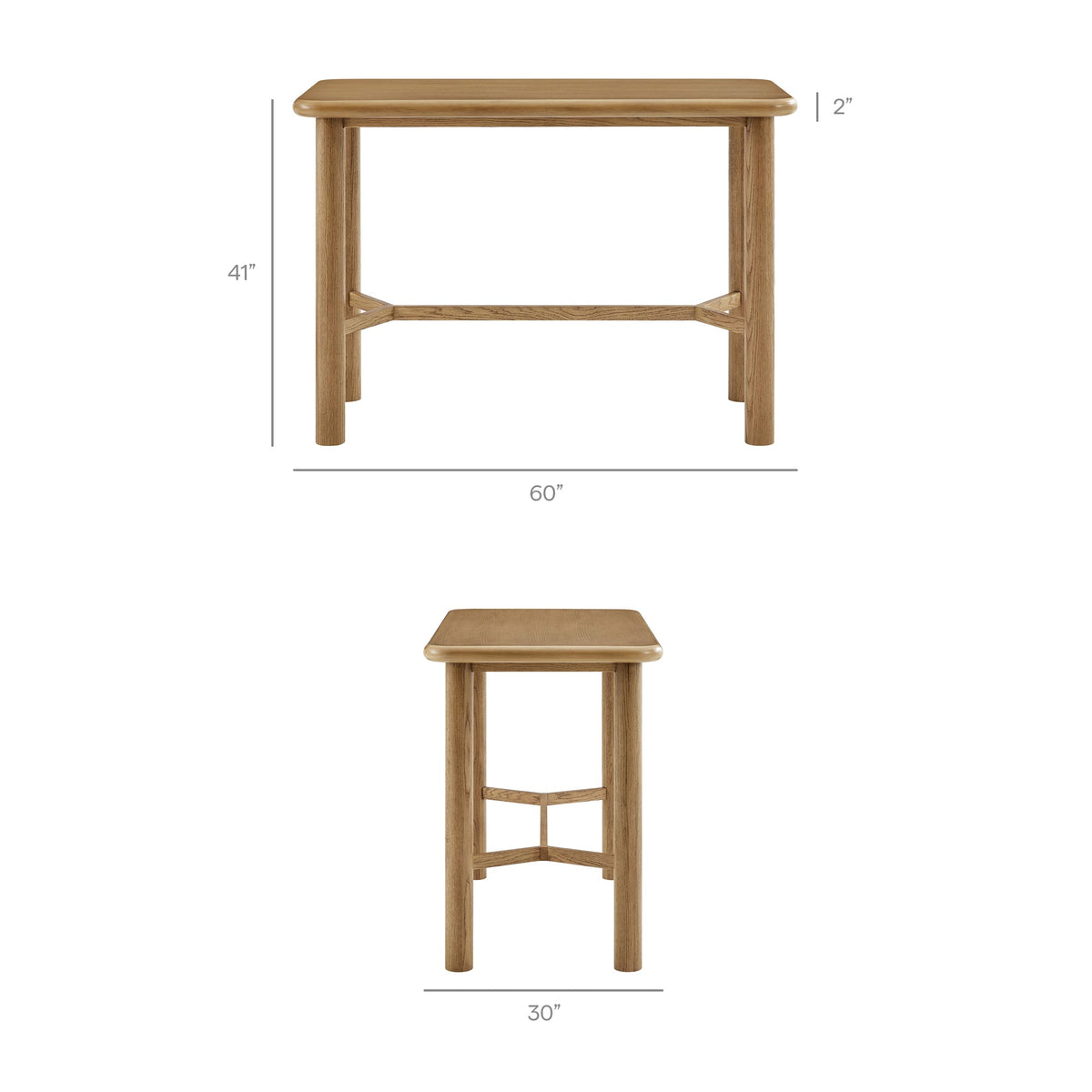 Alvia Rectangular 60" Oak Wood Bar Table