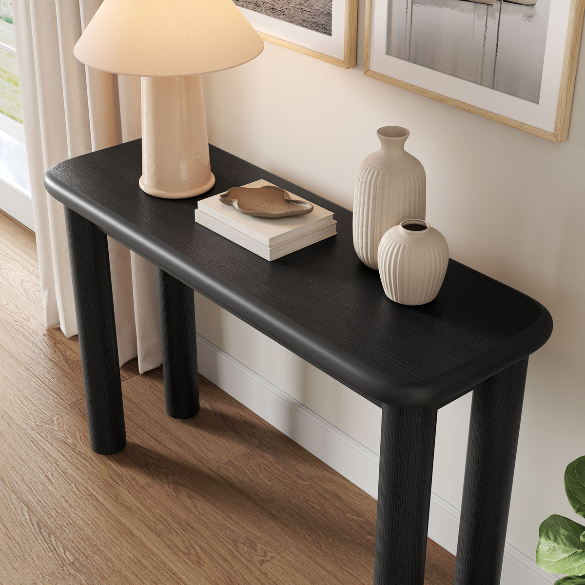 Alvia Oak Wood Console Table