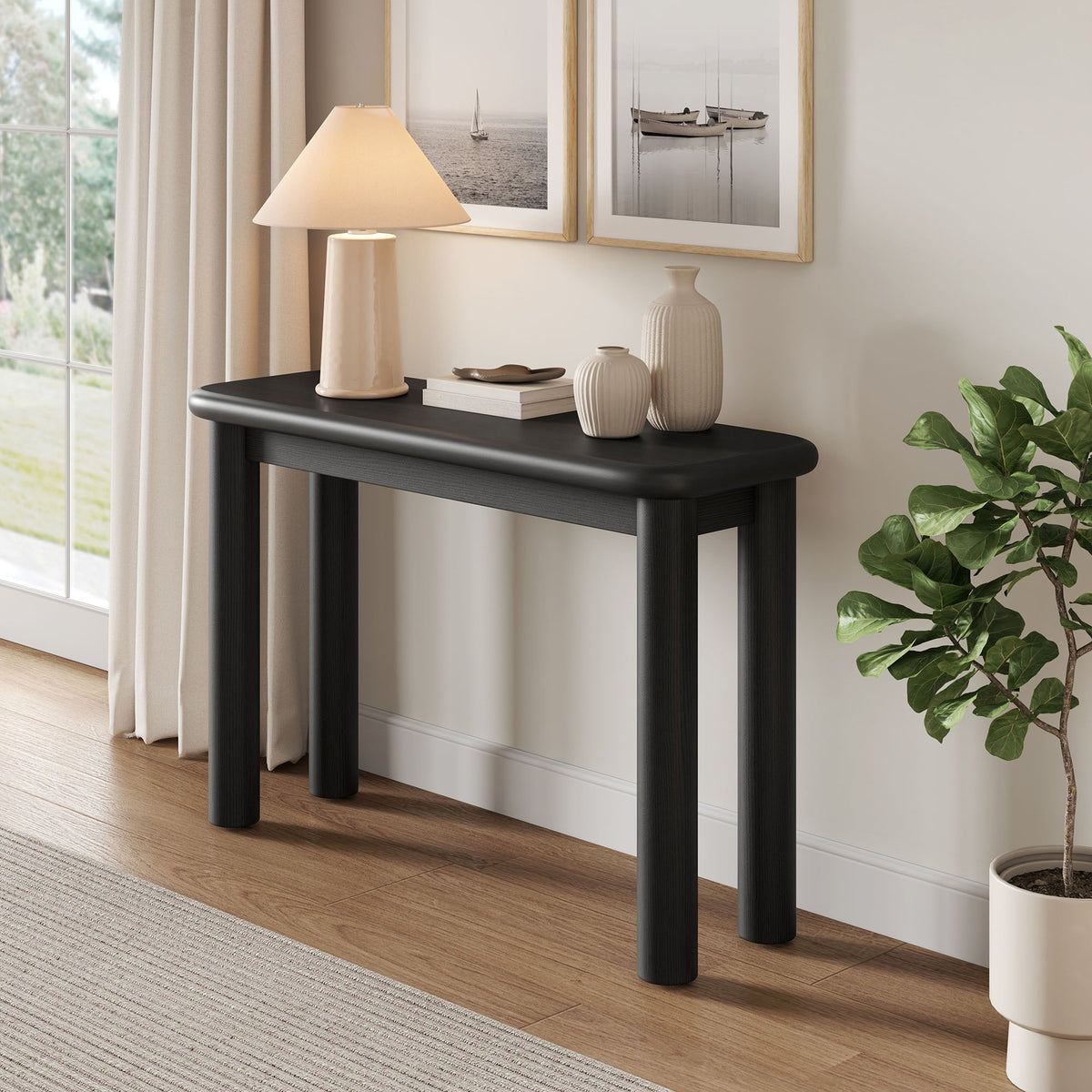 Alvia Oak Wood Console Table