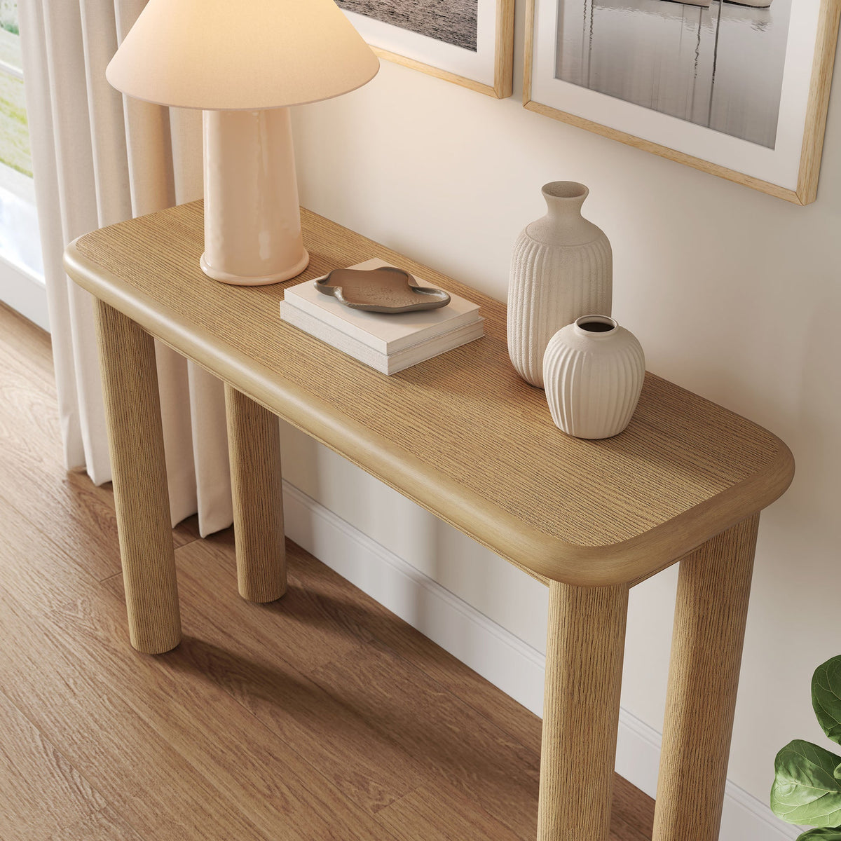 Alvia Oak Wood Console Table