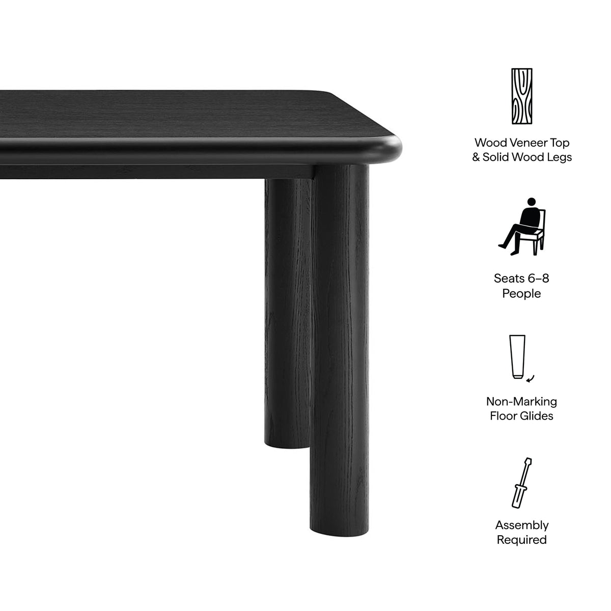 Alvia 72" Rectangular Oak Wood Dining Table
