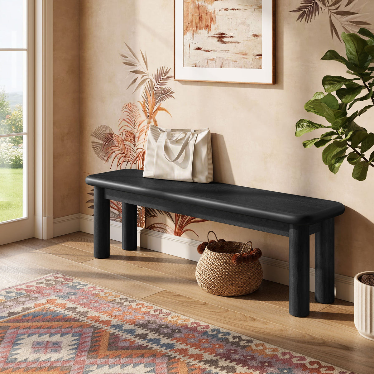 Alvia 58" Oak Wood Bench