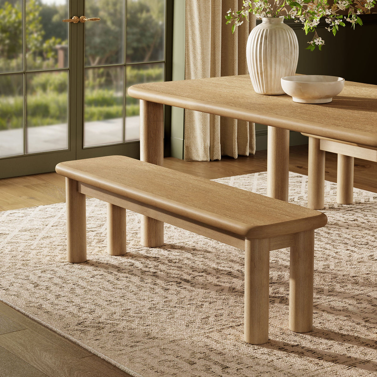 Alvia 58" Oak Wood Bench