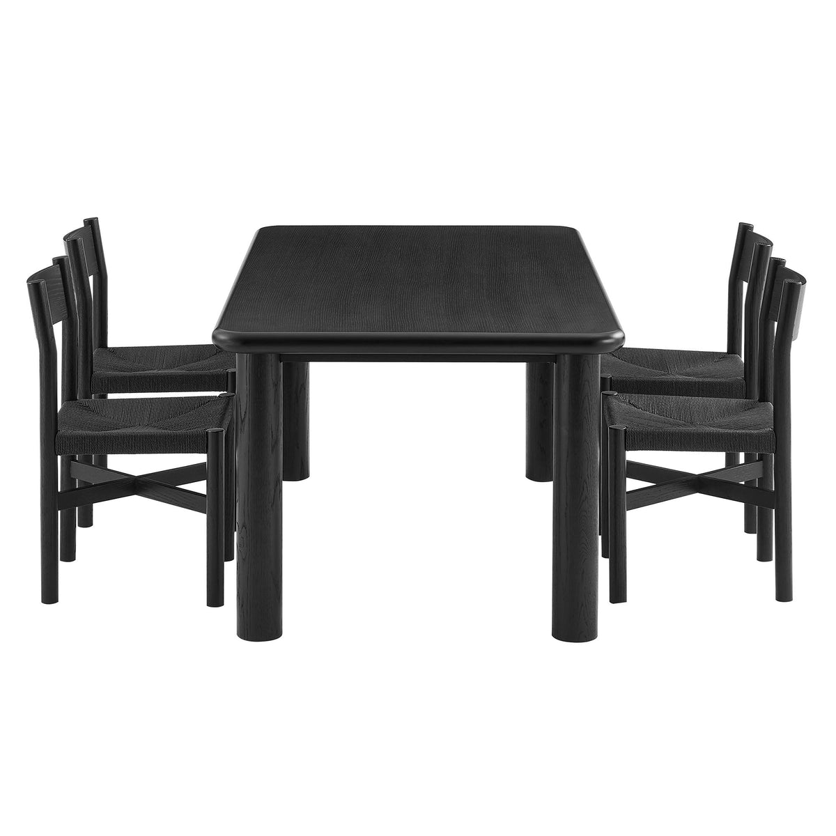Alvia 5-Piece Oak Wood Dining Table and Chairs Set