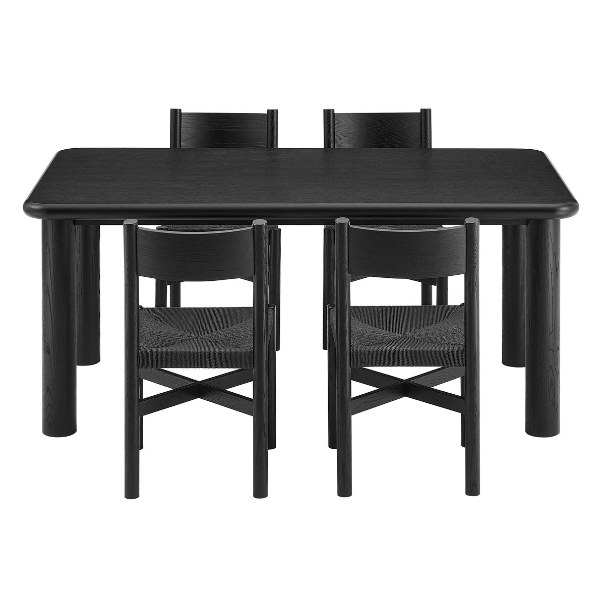 Alvia 5-Piece Oak Wood Dining Table and Chairs Set