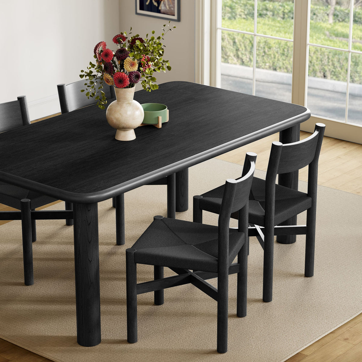 Alvia 5-Piece Oak Wood Dining Table and Chairs Set