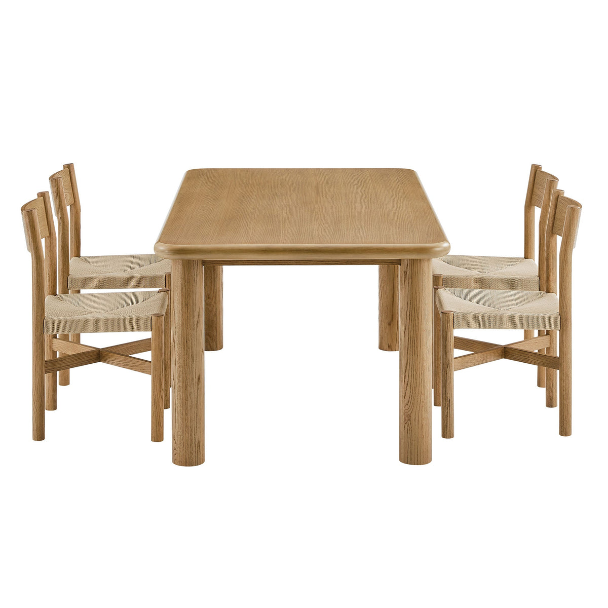 Alvia 5-Piece Oak Wood Dining Table and Chairs Set