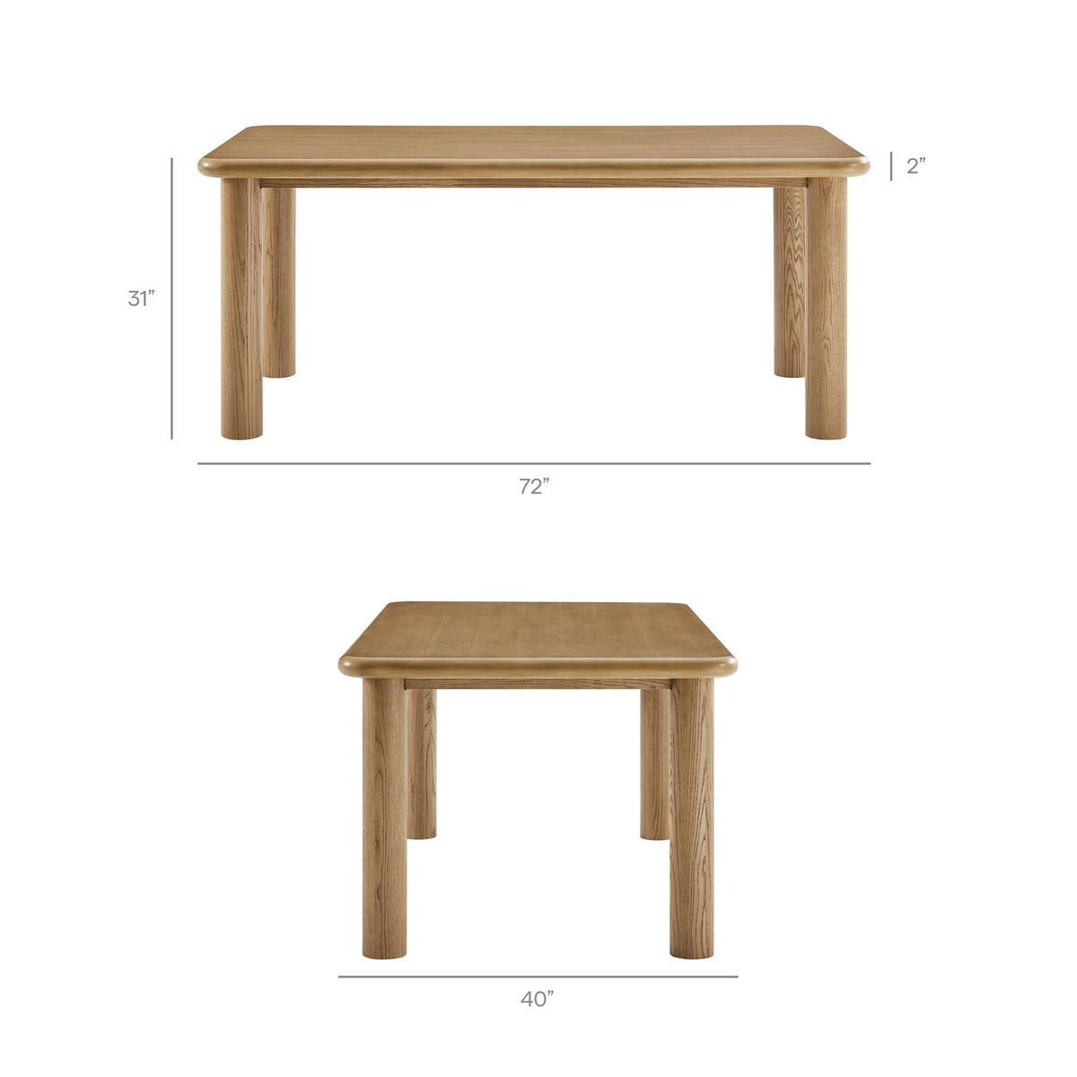 Alvia 3-Piece Oak Wood Dining Table and Benches Set - view 11