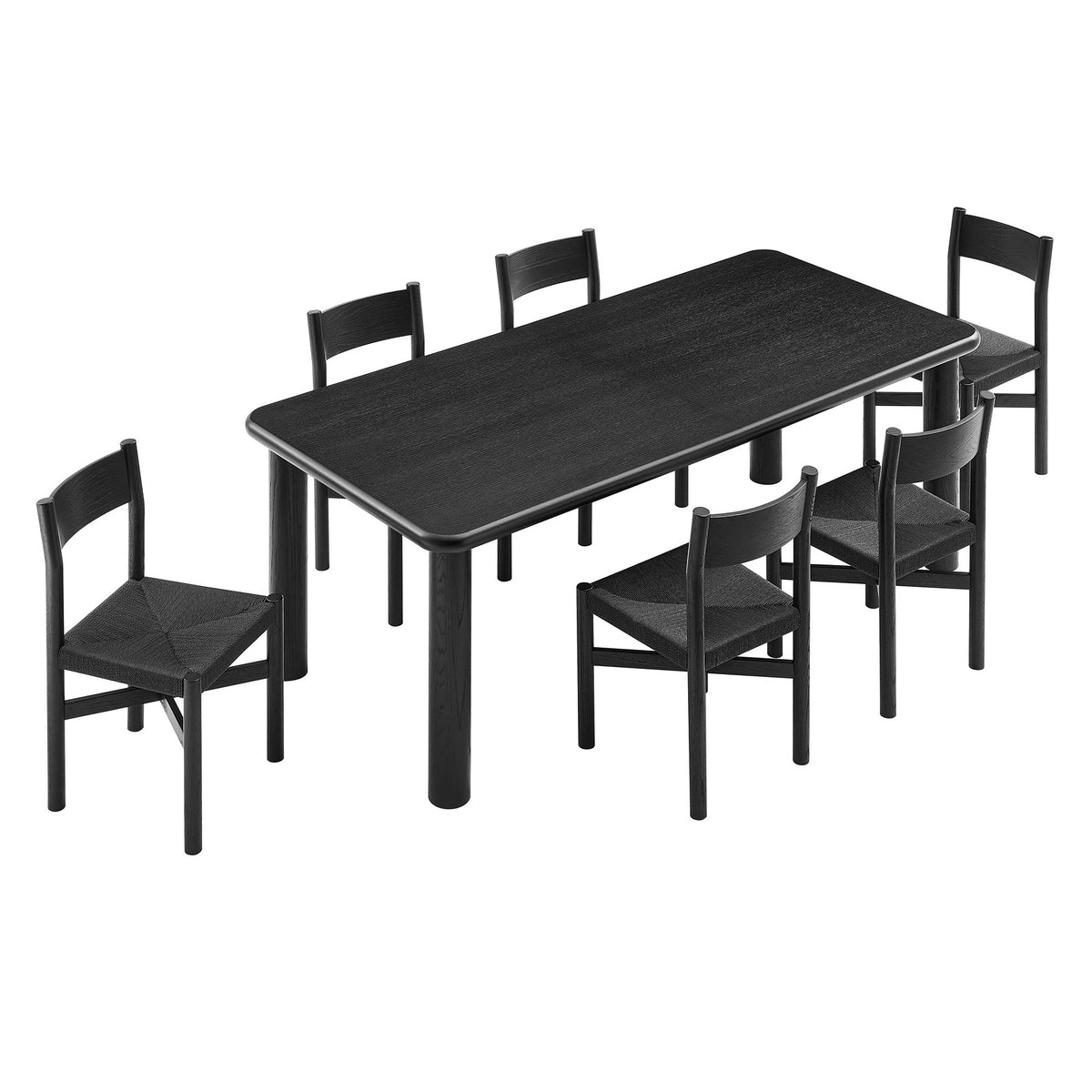 Alvia 7-Piece Oak Wood Extendable Dining Table and Chairs Set