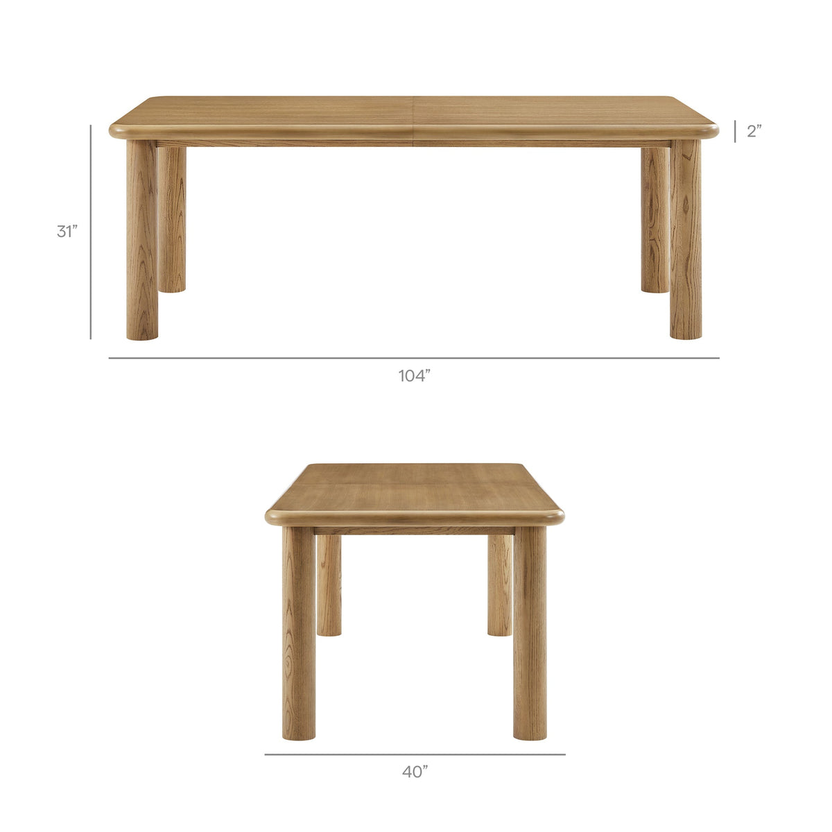 Alvia 7-Piece Oak Wood Extendable Dining Table and Chairs Set