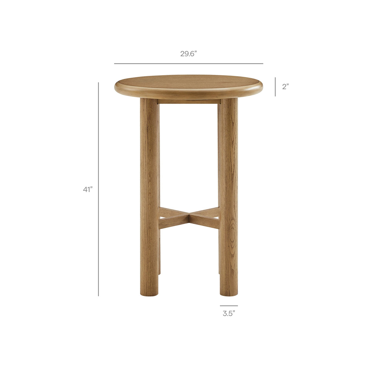 Alvia 3-Piece Round Oak Wood Bar Table With Bar Stools Set