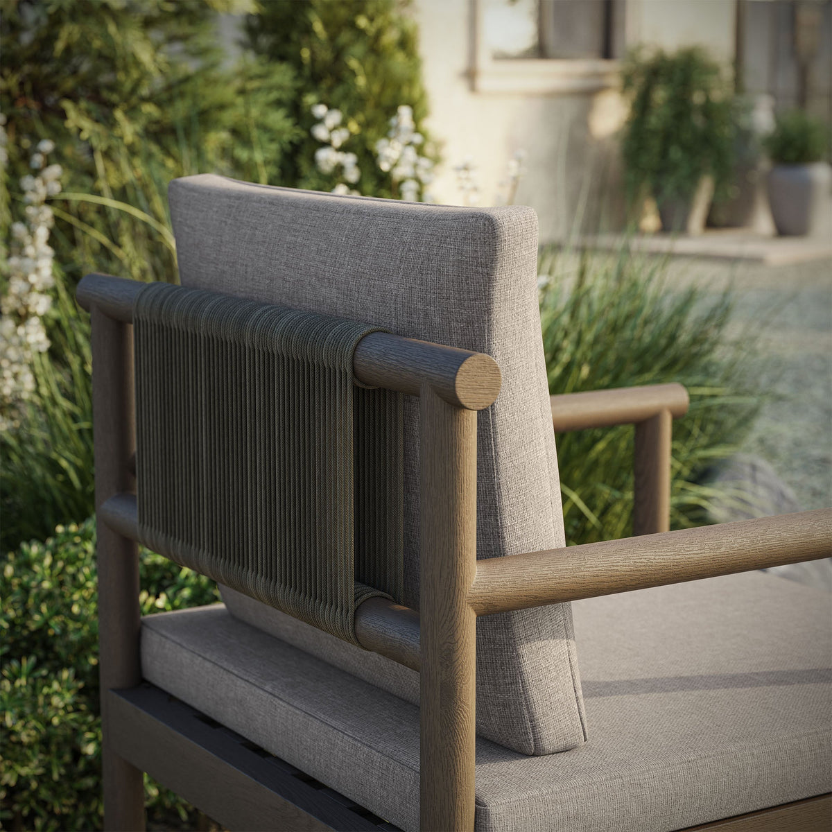 Eleni Outdoor Patio Teak Wood Rope Dining Chair
