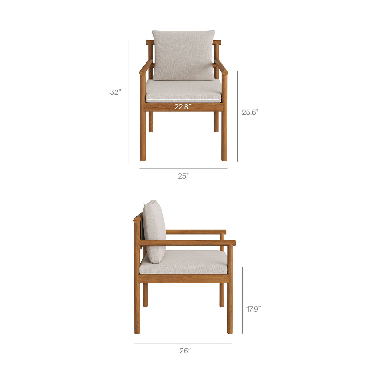 Eleni 7 Piece Outdoor Patio Teak Wood Dining Set