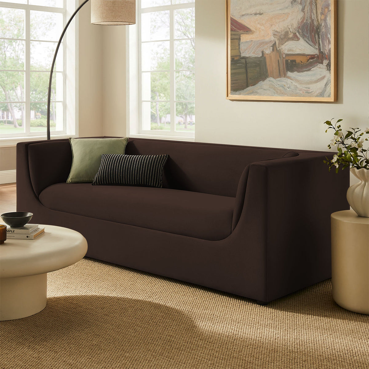Hilda 86" Curved Back Performance Velvet Sofa