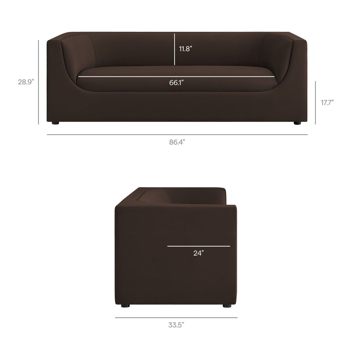Hilda 86" Curved Back Performance Velvet Sofa
