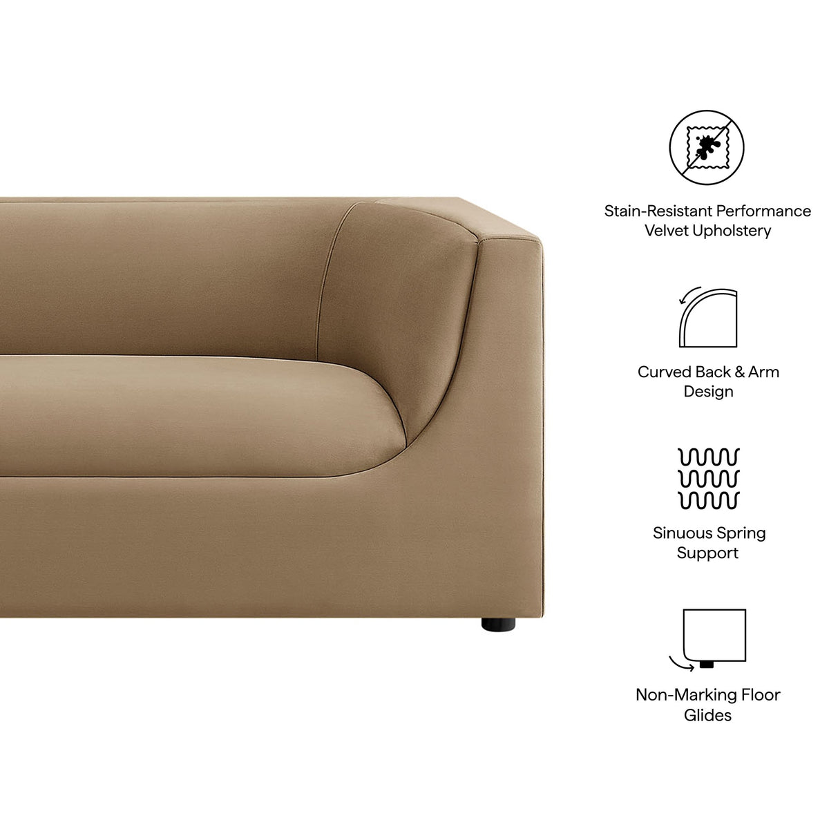 Hilda 86" Curved Back Performance Velvet Sofa