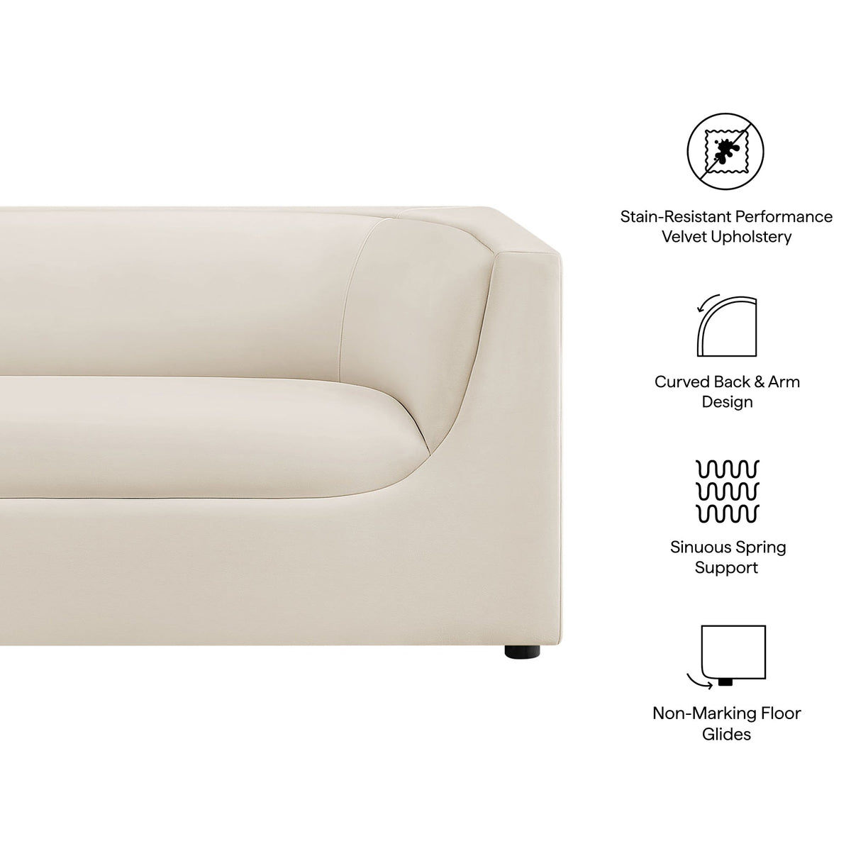 Hilda 67" Curved Back Performance Velvet Loveseat