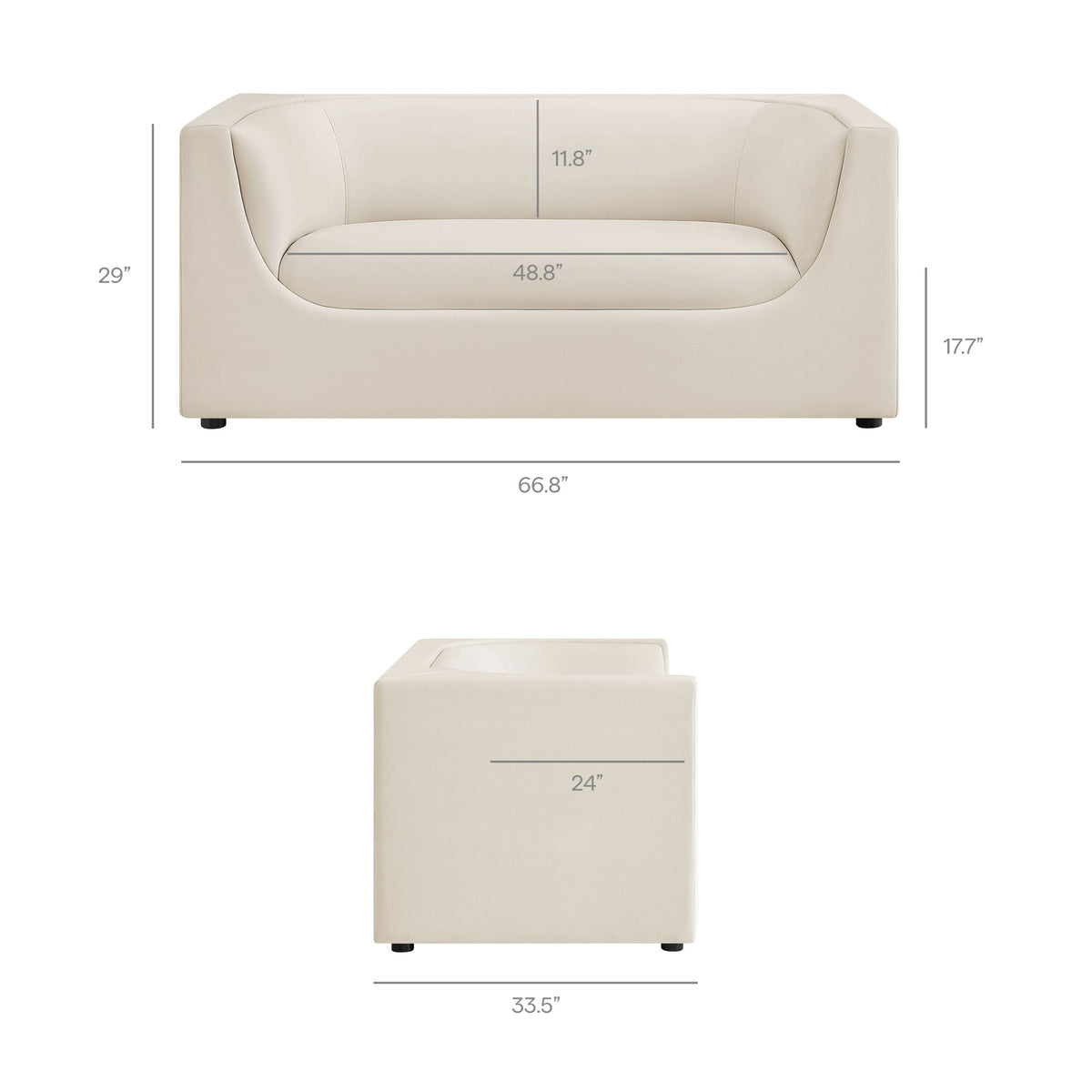 Hilda 67" Curved Back Performance Velvet Loveseat