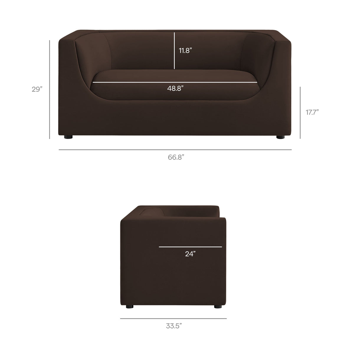 Hilda 67" Curved Back Performance Velvet Loveseat