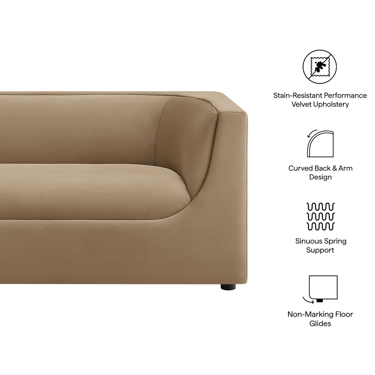 Hilda 67" Curved Back Performance Velvet Loveseat