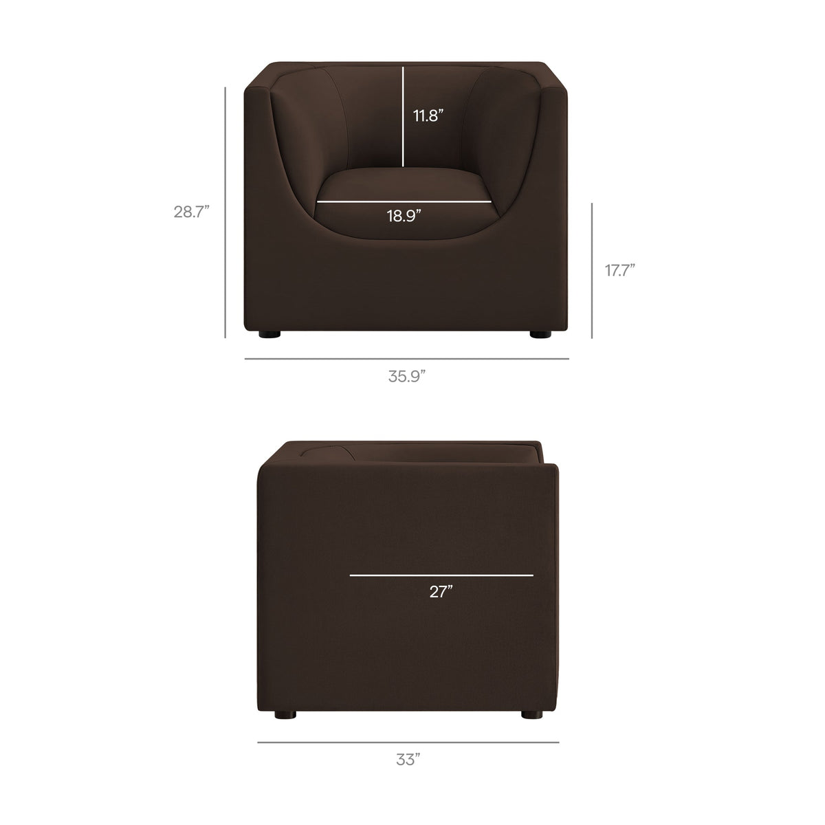 Hilda Curved Back Performance Velvet Armchair