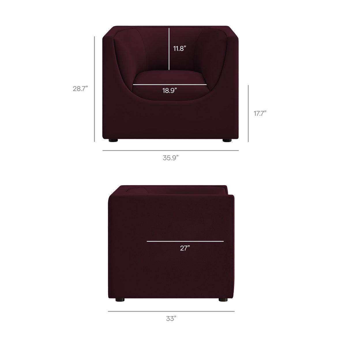 Hilda Curved Back Performance Velvet Armchair