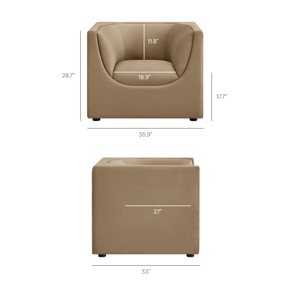 Hilda Curved Back Performance Velvet Armchair