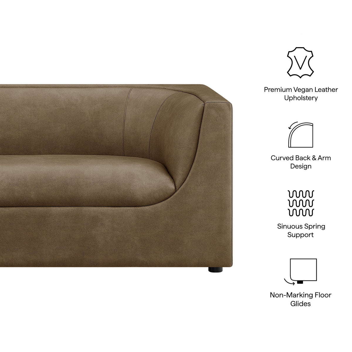 Hilda 67" Curved Back Vegan Leather Loveseat