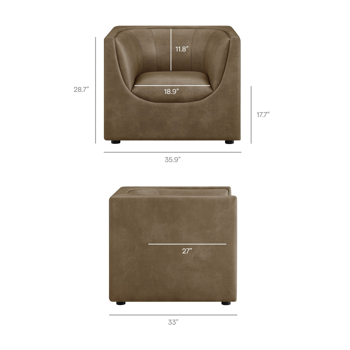 Hilda Curved Back Vegan Leather Armchair