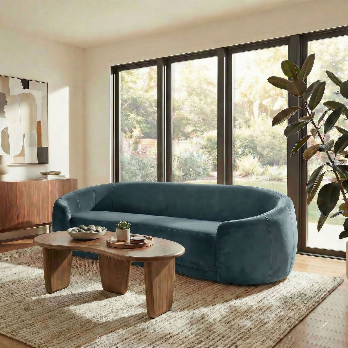 Contessa Curved Performance Velvet Sofa
