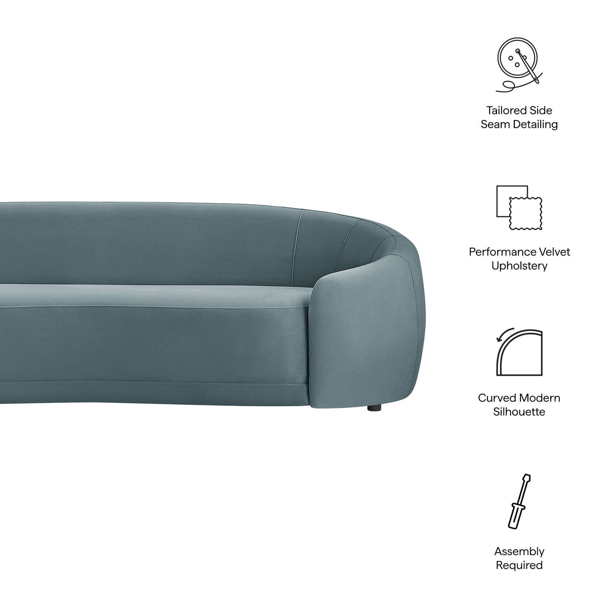 Contessa Curved Performance Velvet Sofa