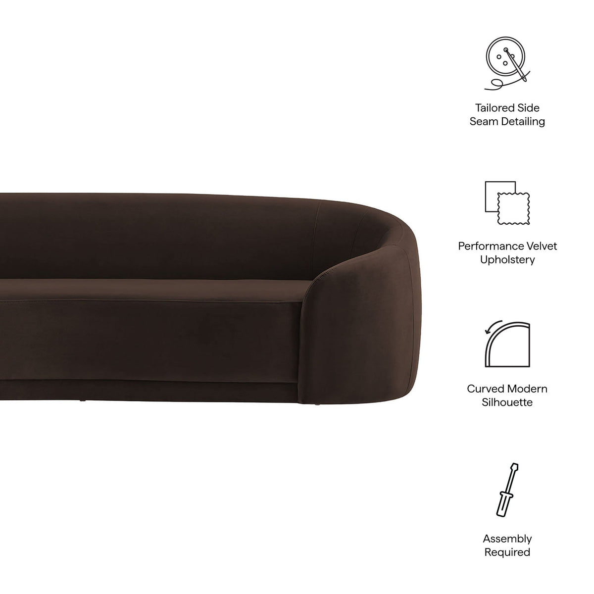 Contessa Curved Performance Velvet Sofa