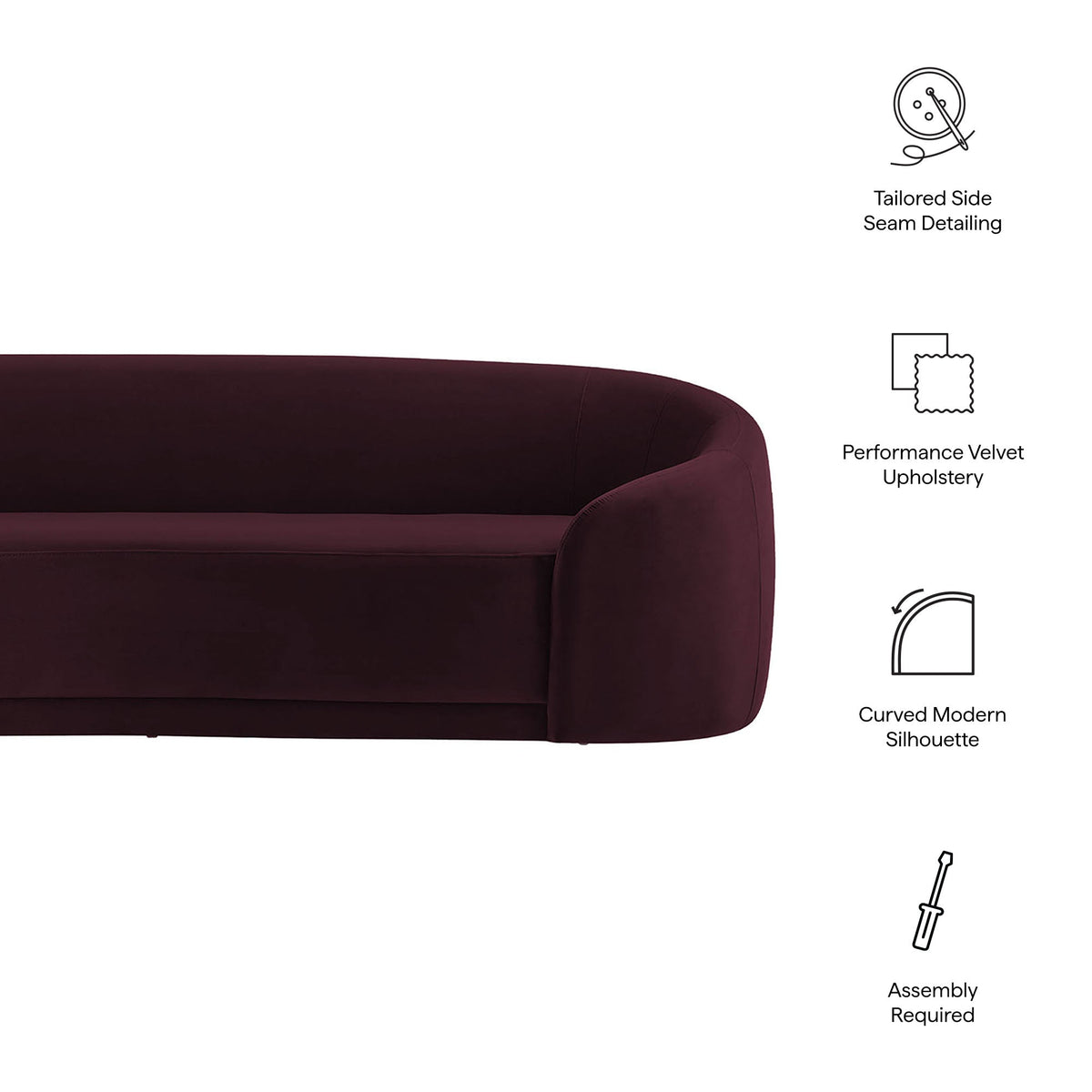 Contessa Curved Performance Velvet Sofa