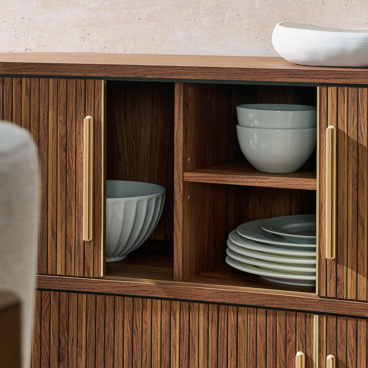 Radcliffe 63" Curved Fluted Sideboard Buffet Cabinet