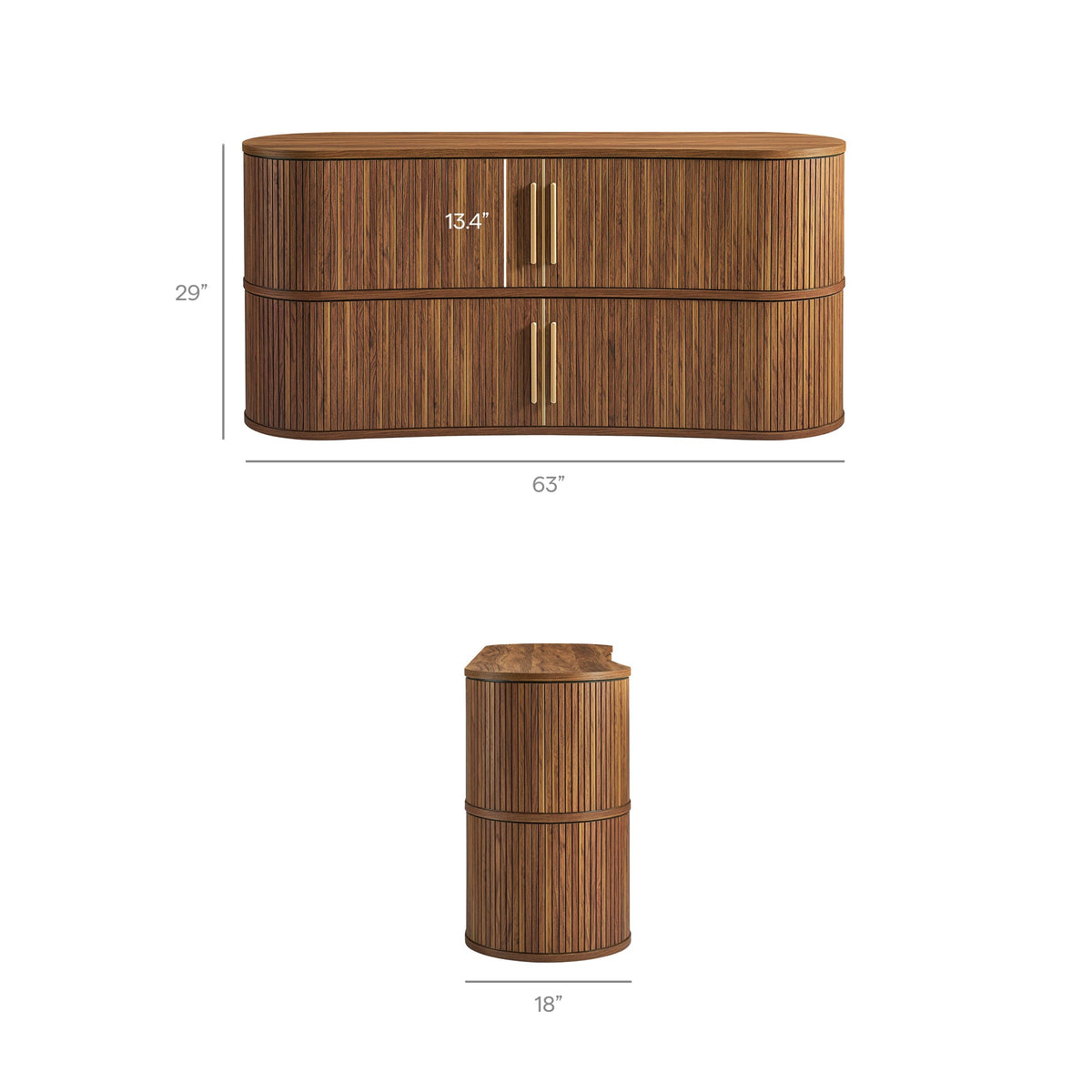 Radcliffe 63" Curved Fluted Sideboard Buffet Cabinet