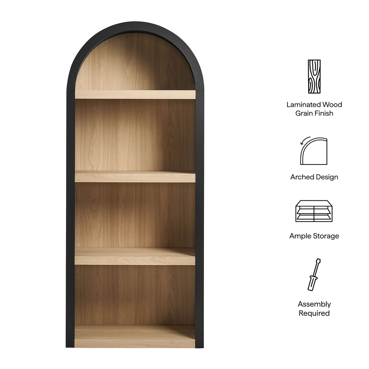 Caleb 4 Arched Display Shelf Bookcase