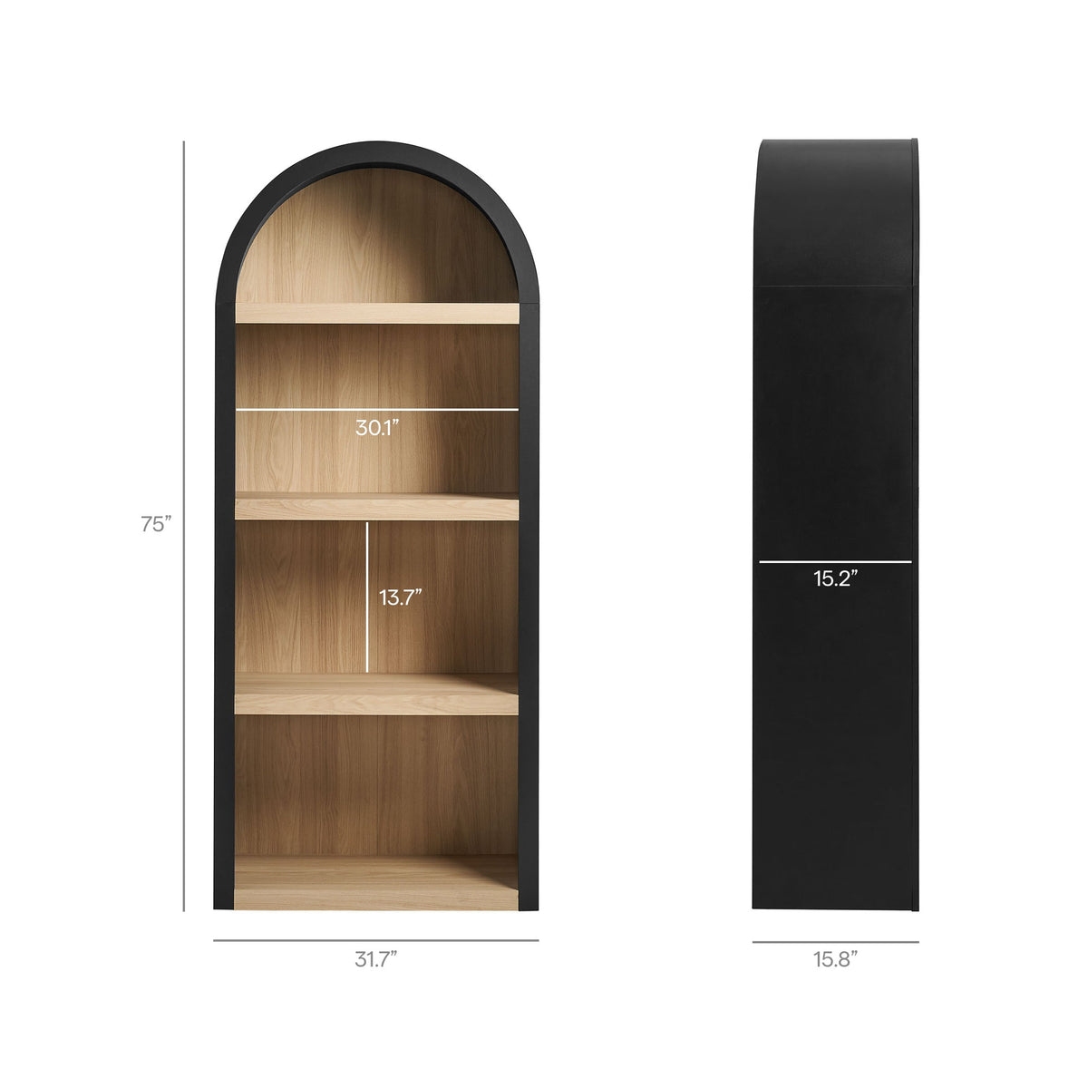 Caleb 4 Arched Display Shelf Bookcase