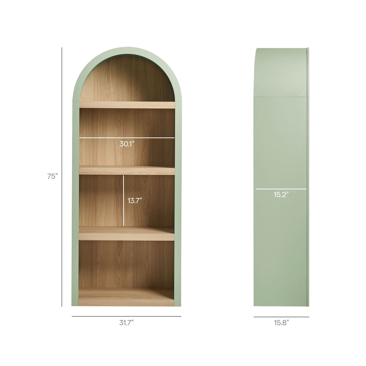 Caleb 4 Arched Display Shelf Bookcase
